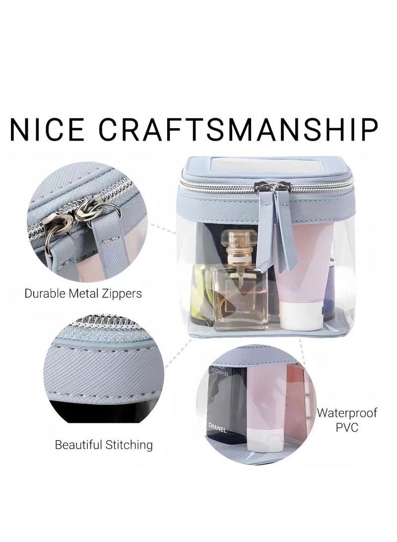 Clear Makeup Bag, Transparent Cosmetic Organizer, Cute Travel Zipper Pouch for Women, Portable Ocean Blue Toiletry Storage Case for Girls. Perfect for Travel and Everyday Use! - Image 3