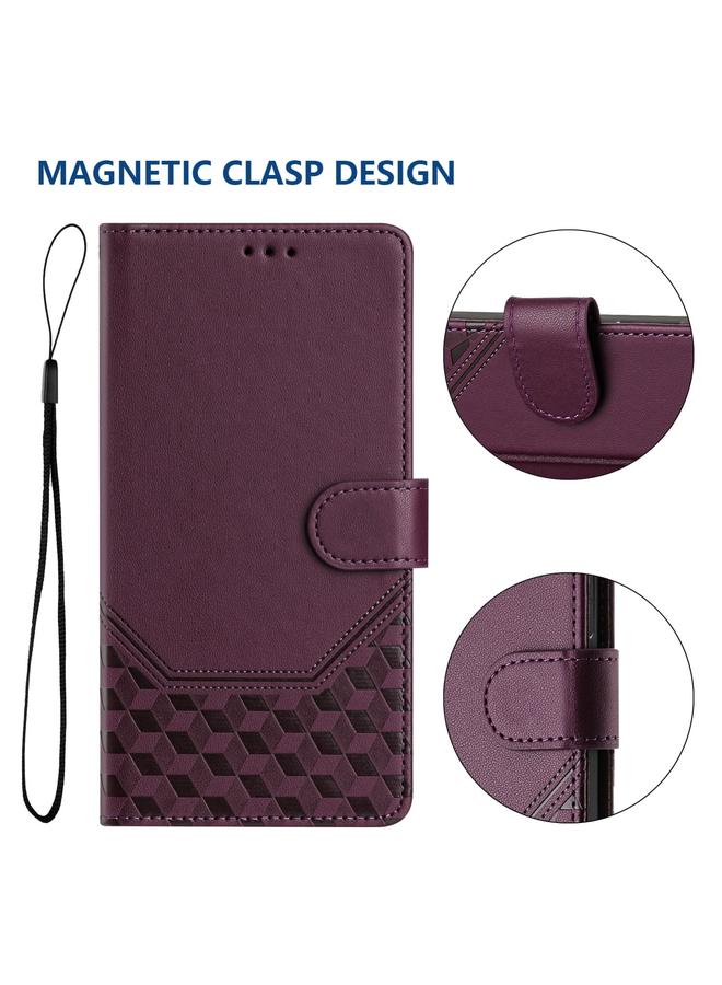 S-TOP Case For OPPO Reno12 5G Global Honeycomb Embossing RFID Leather Phone Case - Image 5