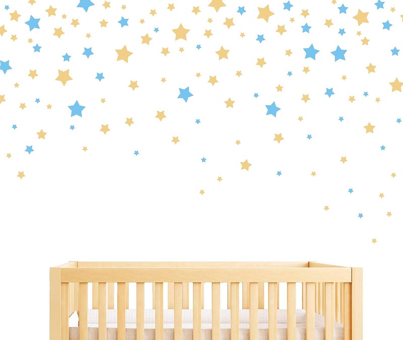 GESTYZ 190 Pieces Star Wall Decals in Ice Blue and Matte Gold - Image 3