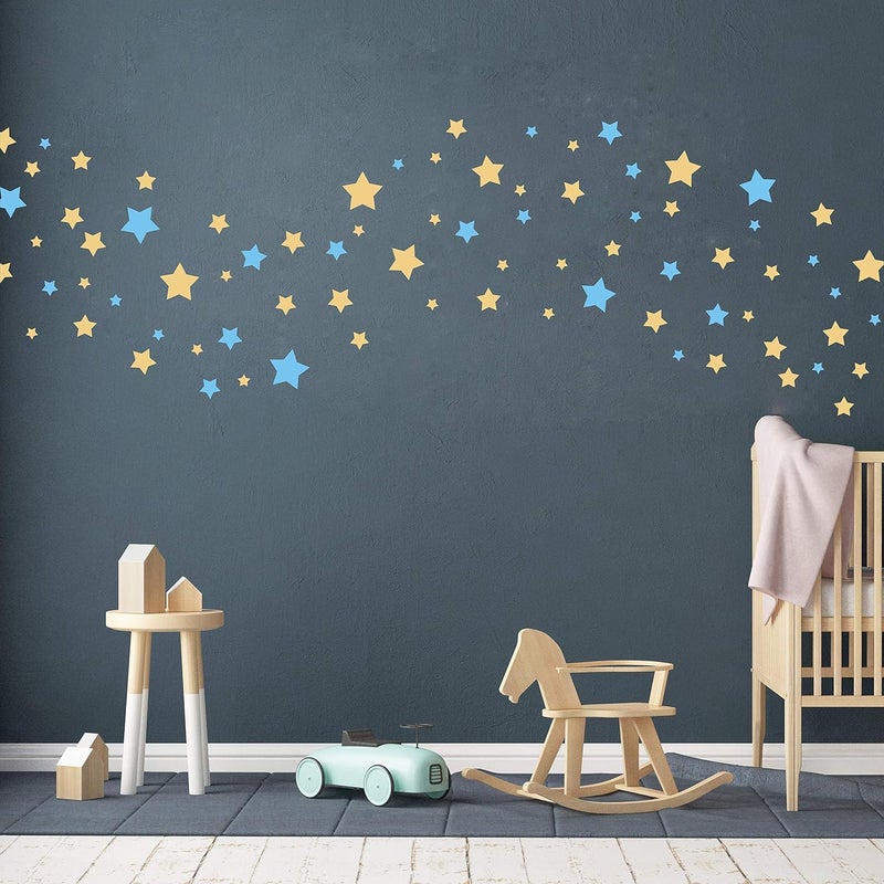GESTYZ 190 Pieces Star Wall Decals in Ice Blue and Matte Gold - Image 2
