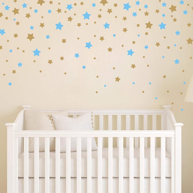 GESTYZ 190 Pieces Star Wall Decals in Ice Blue and Matte Gold - Image 4