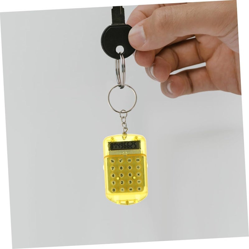 4pcs Portable Keychain Calculator Set Yellow Practical Daily Use Students - Image 4