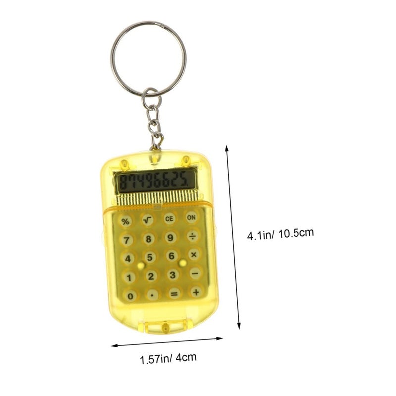 4pcs Portable Keychain Calculator Set Yellow Practical Daily Use Students - Image 3