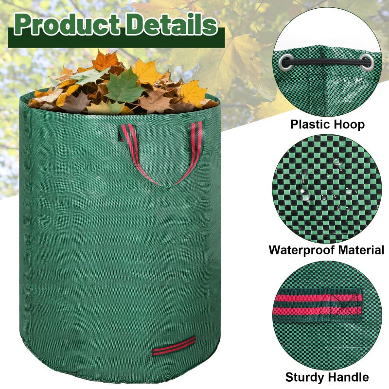 Dntorx 72 Gallons Reusable Yard Waste Bags, 3 Packs Lawn and Leaf Bags With Reinforced Handles, Collapsible Garden bag For Leaves,Grass,Storm Debris,Construction Waste, Standable&Foldable - Image 4