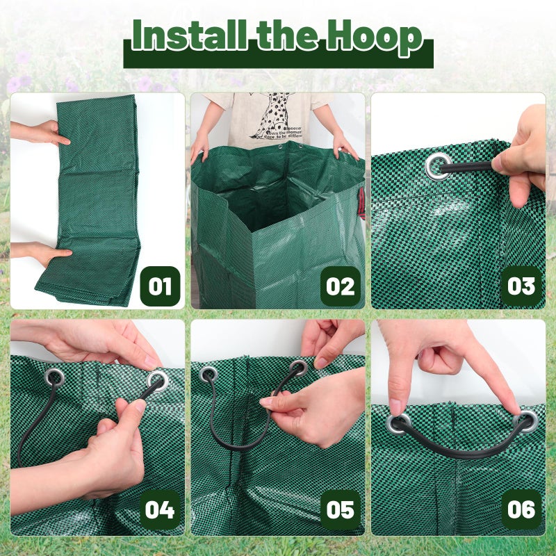 Dntorx 72 Gallons Reusable Yard Waste Bags, 3 Packs Lawn and Leaf Bags With Reinforced Handles, Collapsible Garden bag For Leaves,Grass,Storm Debris,Construction Waste, Standable&Foldable - Image 3