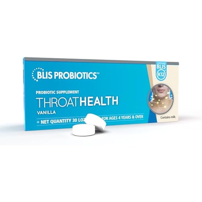 BLIS ThroatHealth Oral Probiotics K12 - Immune & Throat Support, Vanilla - 30 Lozenges, 2.5 Billion CFU - Image 1