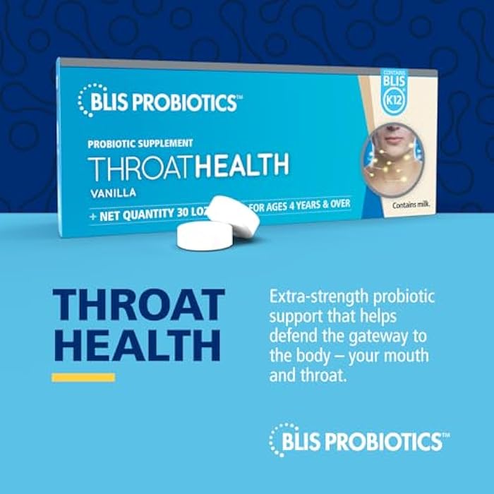 BLIS ThroatHealth Oral Probiotics K12 - Immune & Throat Support, Vanilla - 30 Lozenges, 2.5 Billion CFU - Image 2
