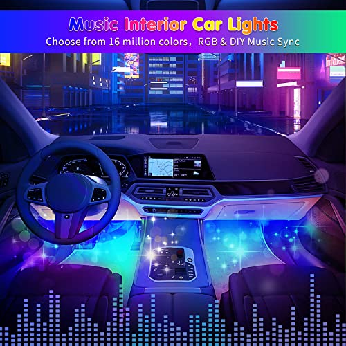 DUOFU365 RGB 72 LED Interior Car Strip Lights with Smart APP Control, 2 Lines Design Music Sync Under Dash Footwell Neon Internal Lighting,12V LED Strip Lights for Cars, Trucks, SUVs with Car Charger(1 Set) - Image 3