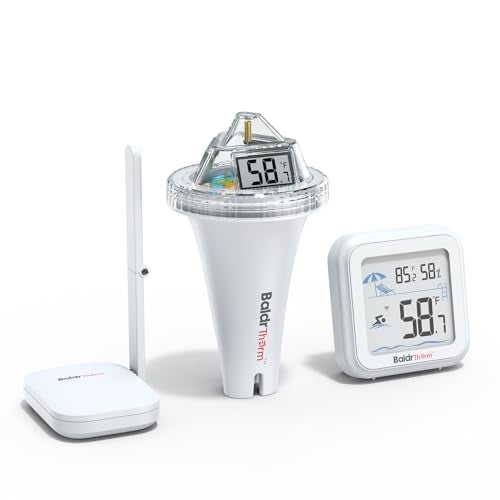BaldrTherm مقياس حرارة حمام السباحة الذكي BaldrTherm مع بوابة واي فاي، قراءة رقمية عائمة مضادة للضباب 360° مع مقاومة للماء IPX7، تنبيه إشعار عبر التطبيق عن بُعد لحمام السباحة/حمام الثلج/حمام السباحة/السبا/الحوض/البركة - Image 1