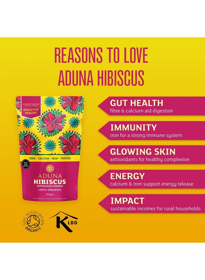 Aduna Hibiscus Powder ; Certified Usda Organic Hibiscus ; 100% Natural Nongmo Flower Powder For Hair Skin & Gut Health ; 9.7Oz Resealable And Recyclable Pouch - Image 3