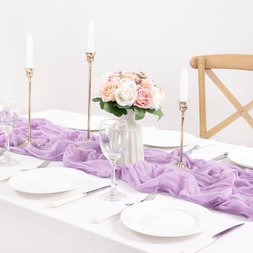 MLMC Lilac Purple Cheesecloth Table Runner 10ft Rustic Gauze Lavender Cheese Cloth Table Runner Fall Centerpiece 35x120 Inches for Romantic Wedding Bridal Baby Shower Birthday Decor - Image 4