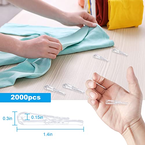 ZOEYES 2000Pcs U Shape Plastic Alligator Clips, 1.5”Transparent Plastic Clothespins, Clear Shirt Clips with Teeth for Shirts Fabric Folding Ties Socks Pants Hold Garments in Place - Image 2
