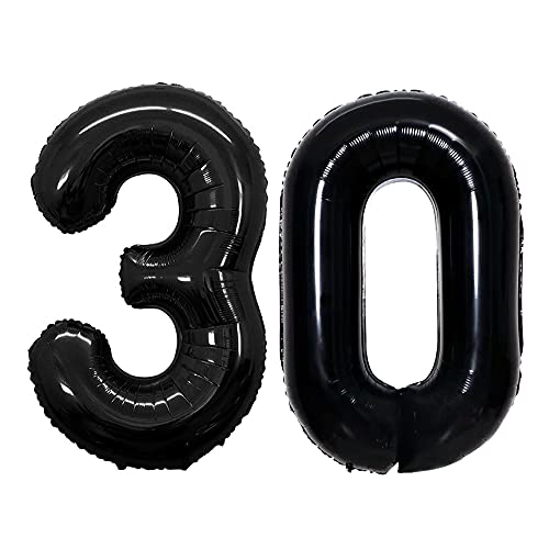 GOER Number 30 Balloons for 30th Birthday Party Decorations42 Inch Jumbo Foil Helium Balloons for 30th Anniversary Black - Image 1