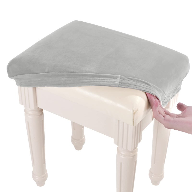 غطاء مقعد فاخر من قماش المخمل الناعم SINOSSO 15 195L x 118 157W قابل للتمدد وقابل للغسل باللون الرمادي الفاتح XS