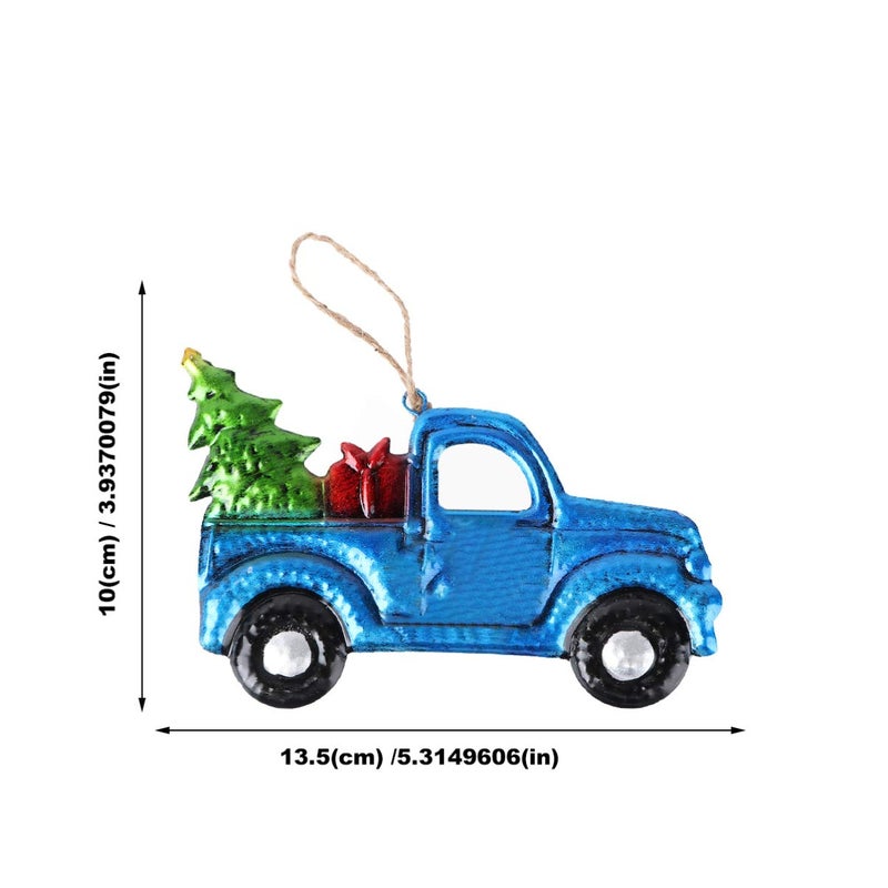 Tendycoco Christmas Pickup Truck Ornament Iron And Glass Pickup Truck Hanging Decoration Carrying Xmas Trees Car Keepsake Vintage Farmhouse Home Decor Gifts (Random Car Toward) - Image 2