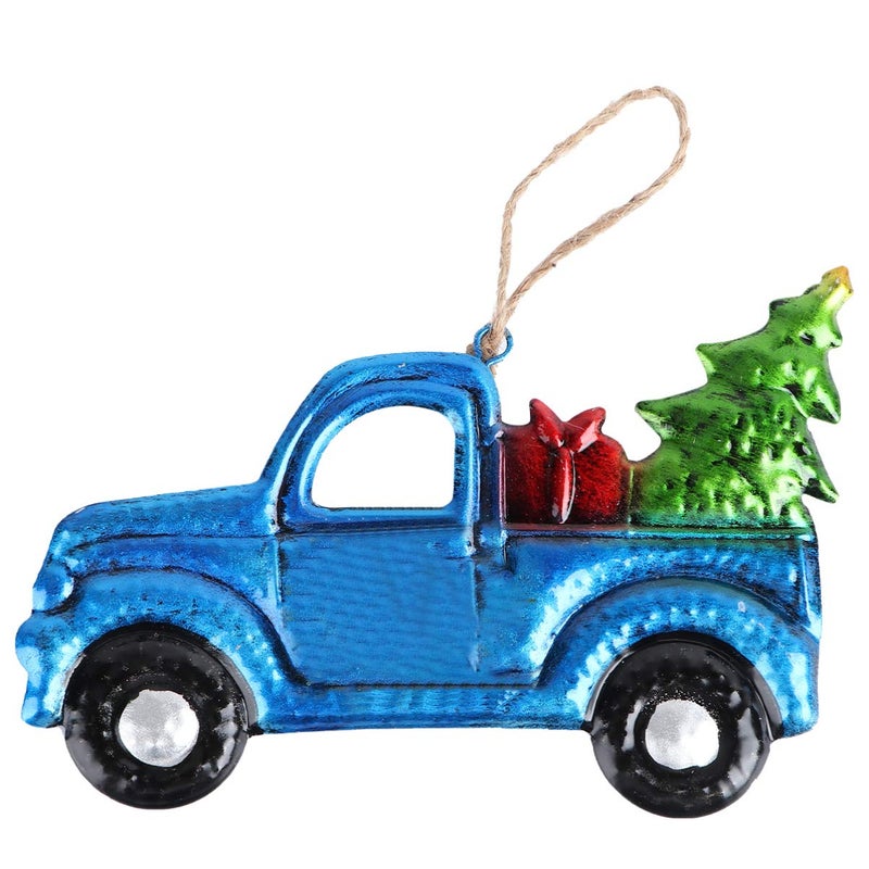 Tendycoco Christmas Pickup Truck Ornament Iron And Glass Pickup Truck Hanging Decoration Carrying Xmas Trees Car Keepsake Vintage Farmhouse Home Decor Gifts (Random Car Toward) - Image 1