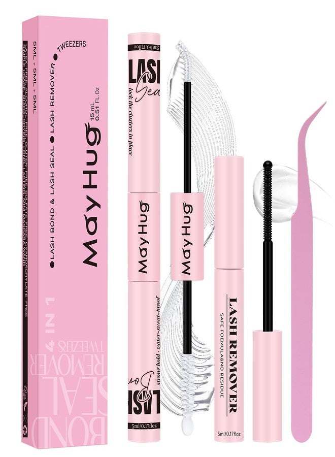 Mayhug Lash Bond and Seal Kit with Lash Glue Remover and Tweezers Long-Lasting, Waterproof For DIY Eyelash Extension At Home Use Beginners Friendly Kit 4-in-1 (Clear Bond & Clear Seal) - Image 1