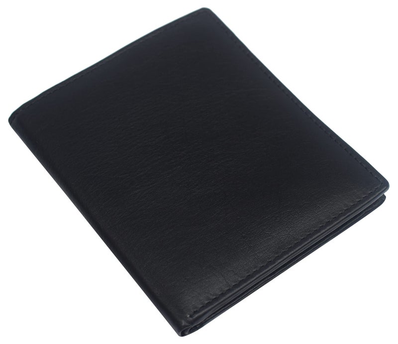 Marshal New Premium Lambskin Leather Bifold Hipster Credit Card Wallet (Black) - Image 4