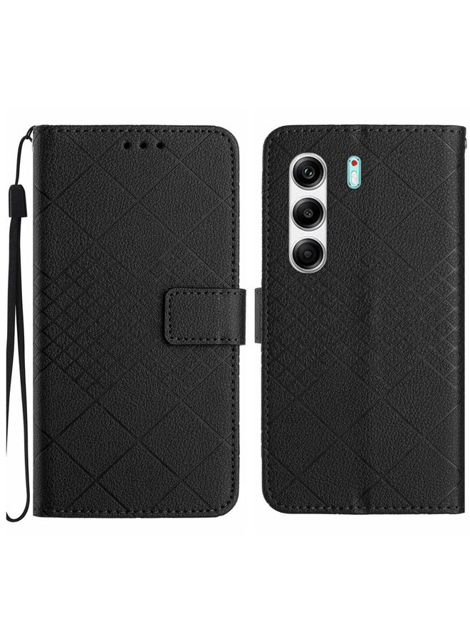 erorex Case For Tecno Camon 40 Pro 4G / 5G Rhombic Grid Texture Leather Phone Case - Image 1