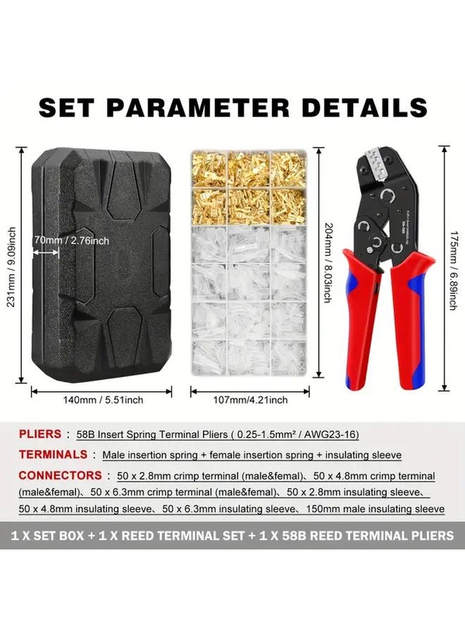 BOX SN 58B 300PCS Crimp Tool Kit with Non Insulated Terminals for Electrical Work - Image 4