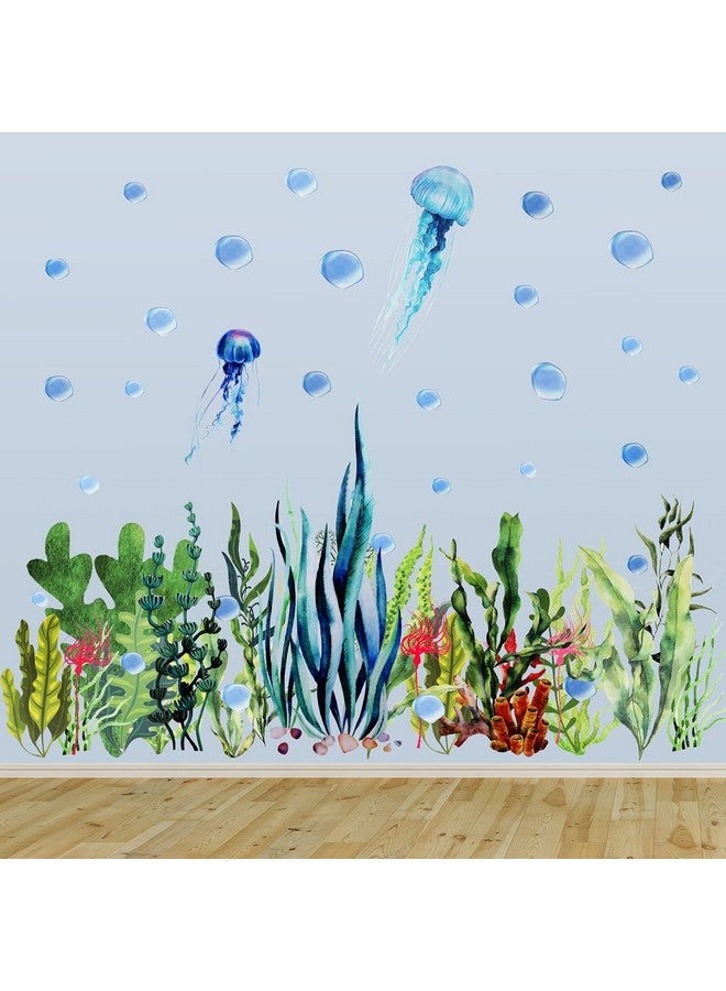 Zonon Under The Sea Wall Decals Ocean Stickers Removable Ocean Coral Seaweed Wall Decal Undersea Decor Stickers for Bedroom Bathroom Nursery Corner Decoration - Image 1