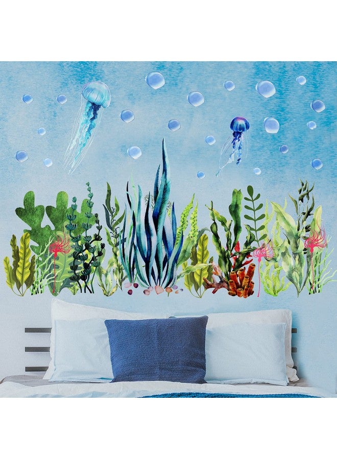 Zonon Under The Sea Wall Decals Ocean Stickers Removable Ocean Coral Seaweed Wall Decal Undersea Decor Stickers for Bedroom Bathroom Nursery Corner Decoration - Image 3