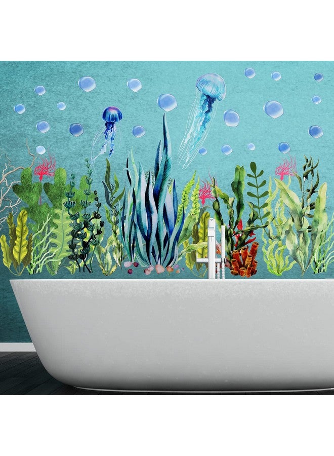 Zonon Under The Sea Wall Decals Ocean Stickers Removable Ocean Coral Seaweed Wall Decal Undersea Decor Stickers for Bedroom Bathroom Nursery Corner Decoration - Image 2
