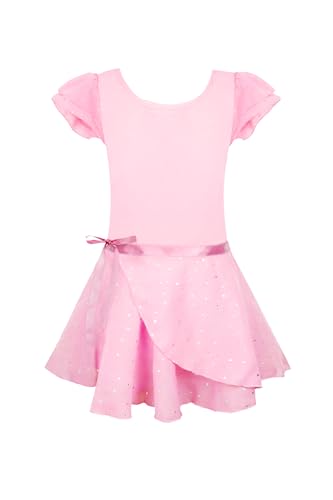 EQSJIU Dance Leotard with Skirt - Comfortable Fabric Ballet Outfit for Girls 11-12 Years - Pink - Kids Birthday Party Gift - Image 1