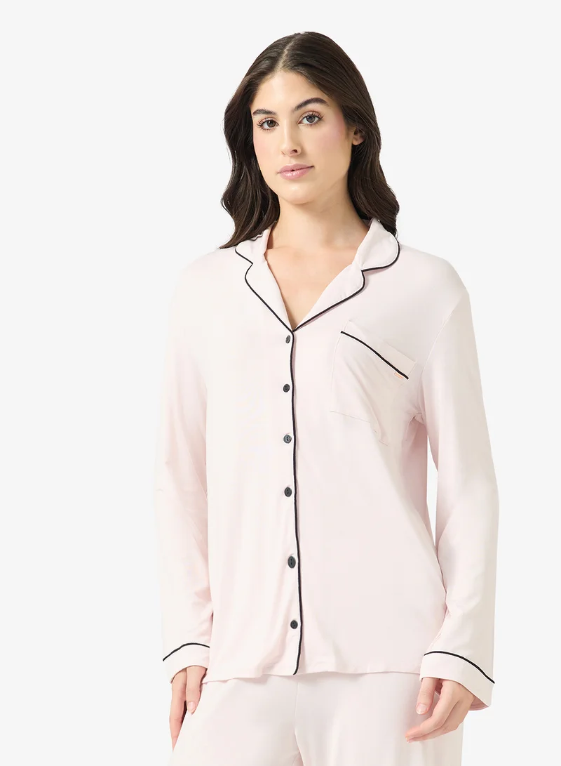 Dorina  Piping detailed top & Pyjama set for Women | Best Price UAE