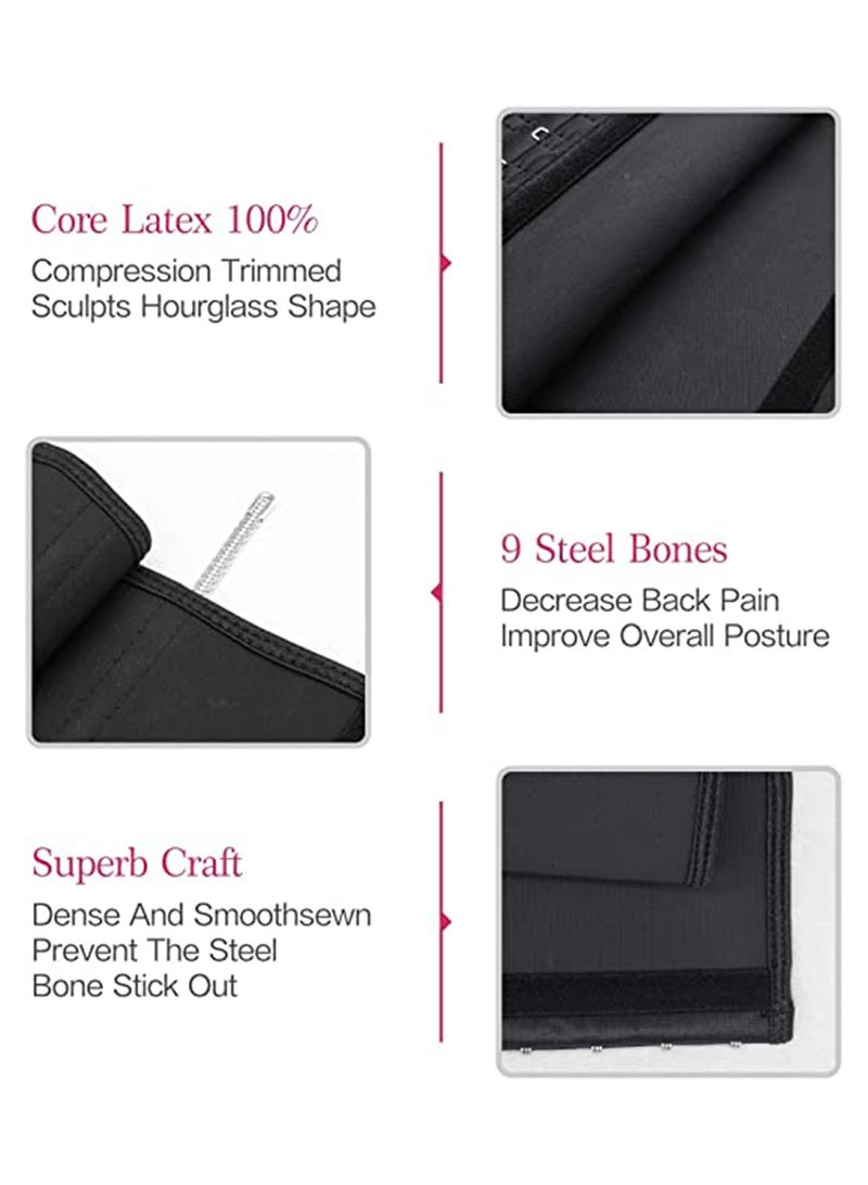 SOLARAE Waist Trainer for Women Latex Underbust Waist Corsets Cincher Hourglass Body Shaper 4 Hooks, M - Image 5