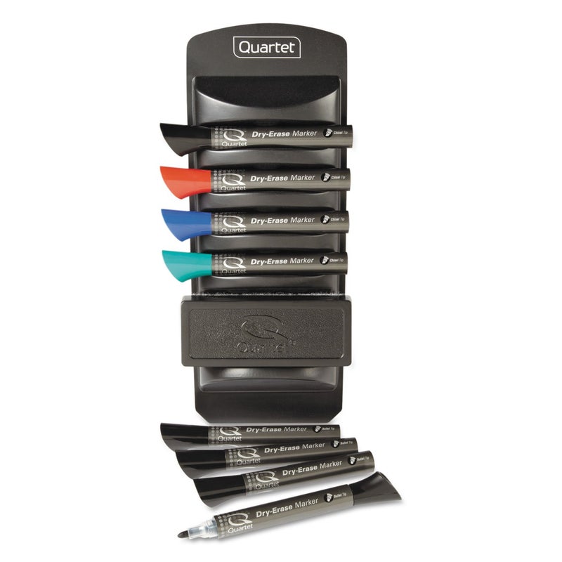 Quartet Whiteboard Accessory Caddy, Includes 8 Chisel Tip Dry Erase Markers and 1 Eraser, White Board Accessories, Black (558) - Image 5