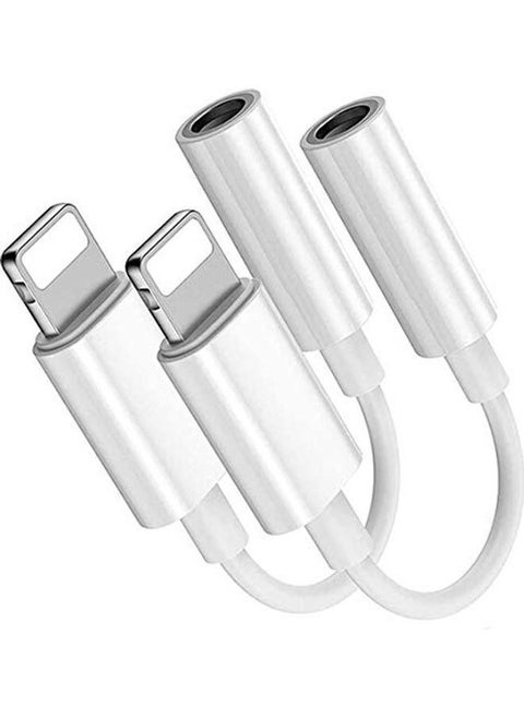 2-Piece Lightning To 3.5 mm Headphone Jack Adapter Set White