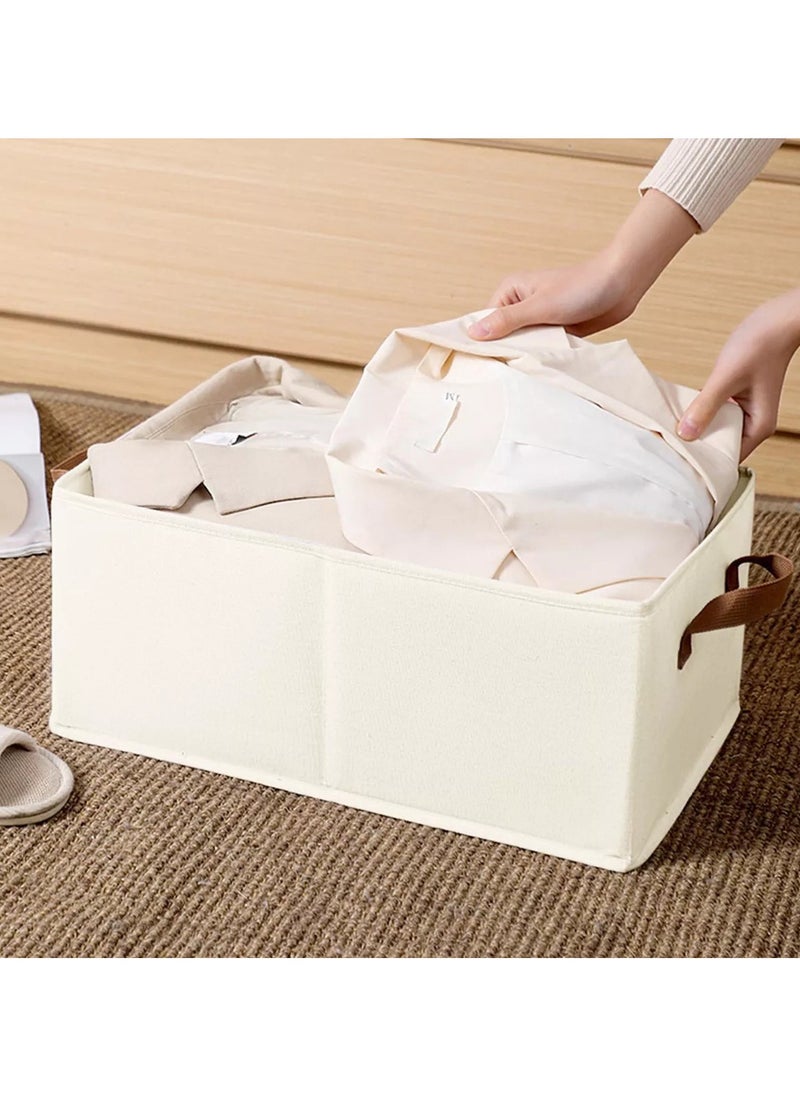 Hanayo - 2 Pcs Storage Baskets Foldable Storage Bins with Handle Storage Boxes Clothes Organisers for Organizing Toys Clothes(White) - Image 1