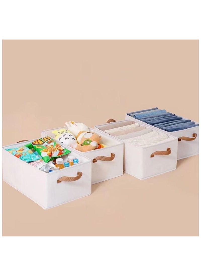 Hanayo - 2 Pcs Storage Baskets Foldable Storage Bins with Handle Storage Boxes Clothes Organisers for Organizing Toys Clothes(White) - Image 1