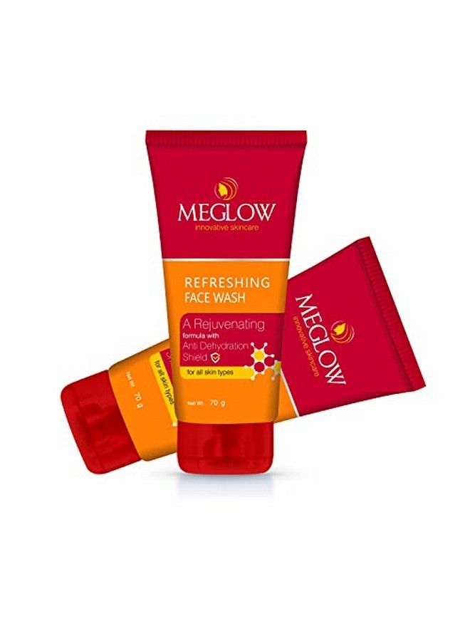 MEGLOW Refreshing & Rejuvenating Face Wash Pack Of 2 (70G Each) With Anti Dehydration Shield ;; Soap Free Face Wash For All Skin Types ;;Helps To Make Skin Soft Supple And Fresh (Unisex) - Image 1