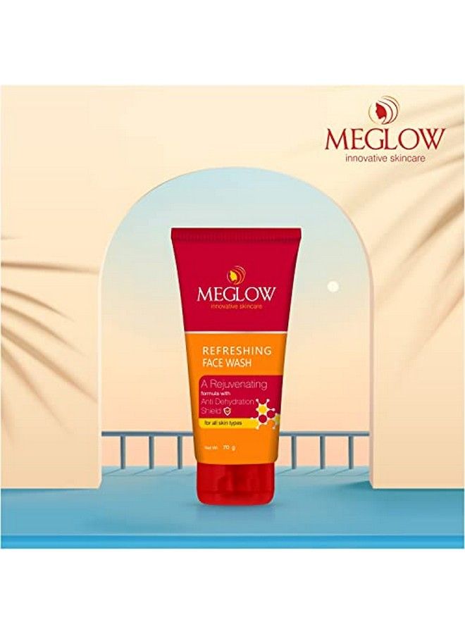 MEGLOW Refreshing & Rejuvenating Face Wash Pack Of 2 (70G Each) With Anti Dehydration Shield ;; Soap Free Face Wash For All Skin Types ;;Helps To Make Skin Soft Supple And Fresh (Unisex) - Image 3
