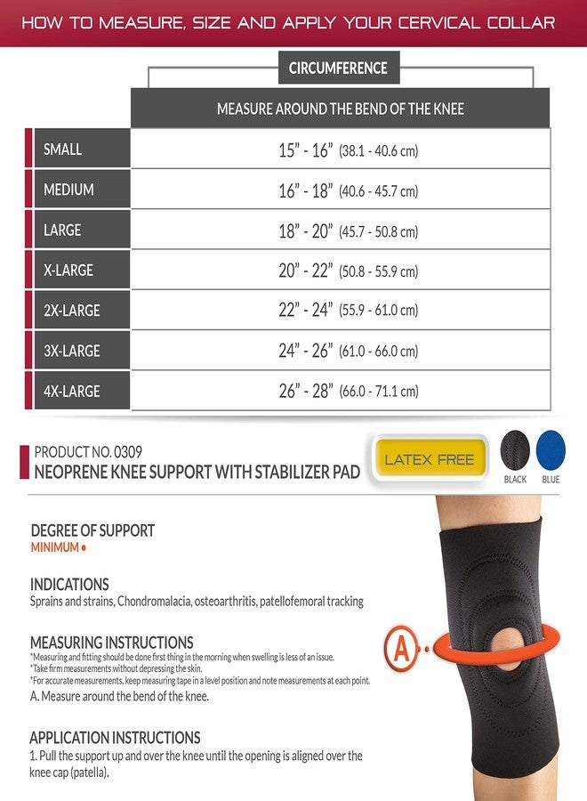 OTC Knee Support, Encircling Stabilizer Pad, Neoprene, Black, X-Large - Image 2