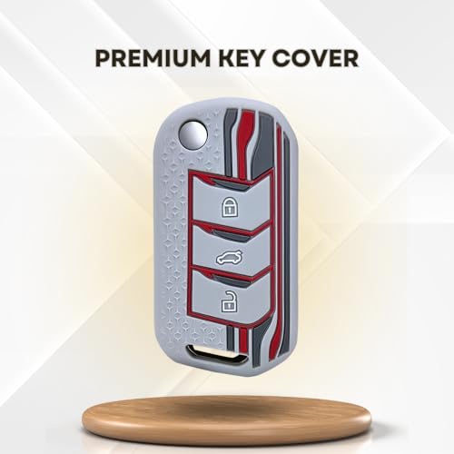 KEYCEPT Tristar Silicone Key Cover for Mahindra Scorpio N, 3XO, XUV 300, Marazzo, XUV 700, XUV 400, Bolero, Thar Roxx, TUV 300, EV 3 Button Flip Key Cover with Keychain. (Keychain 5, Grey) - Image 5