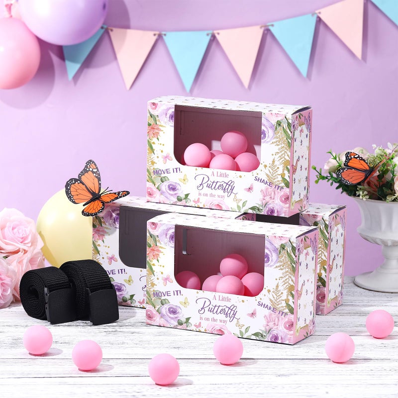Lunmon 4 Sets Purple Butterfly Baby Shower Swing Shaking Balls Activity Set for Adult Novelty Twerk Includes 40 Balls, Ribbon & Cardboard Boxes Bridal Shower for Outdoors Indoors - Image 5