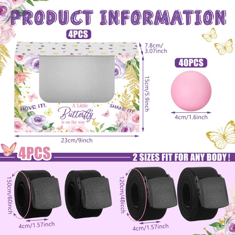 Lunmon 4 Sets Purple Butterfly Baby Shower Swing Shaking Balls Activity Set for Adult Novelty Twerk Includes 40 Balls, Ribbon & Cardboard Boxes Bridal Shower for Outdoors Indoors - Image 3