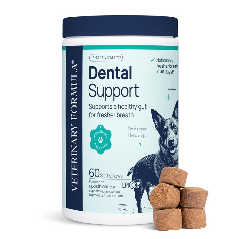 Veterinary Formula Dental Health Supplement for Dogs â€“ Vet-Formulated Chews with EpiCorÂ® & Kelp â€“ Smart Vitality Supports Plaque, Tartar, Breath & Oral Health, 60 Soft Chews - Image 1