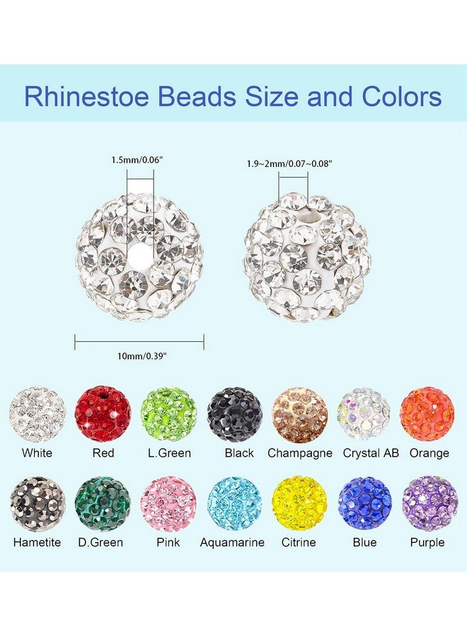 سميدي خرز حجر الراين لصنع المجوهرات، خرز كرة ديسكو طينية مقاس 10 مم 100 قطعة لصنع الأقلام، خرز فاصل من حجر الراين الماسي اللامع للأقلام، خرز أقلام قابل للخرز بكميات كبيرة لصنع الأساور والقلائد والأقراط - Image 3