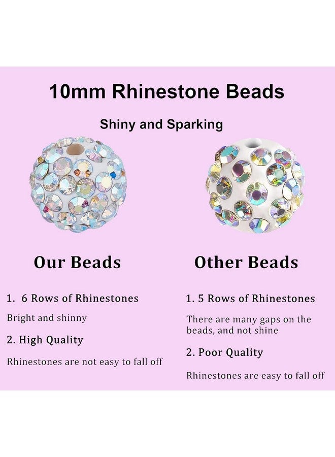 سميدي خرز حجر الراين لصنع المجوهرات، خرز كرة ديسكو طينية مقاس 10 مم 100 قطعة لصنع الأقلام، خرز فاصل من حجر الراين الماسي اللامع للأقلام، خرز أقلام قابل للخرز بكميات كبيرة لصنع الأساور والقلائد والأقراط - Image 4