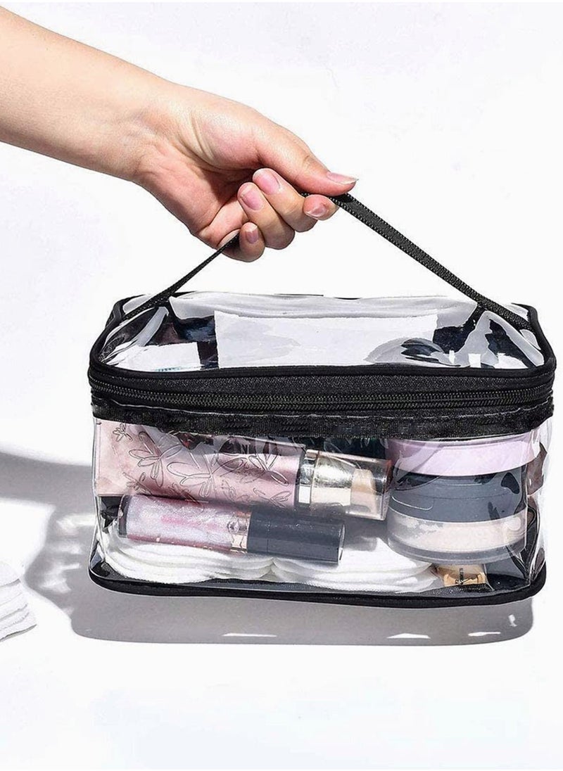 SYOSI - Clear Makeup Bag Organiser Set, Waterproof Portable Clear Makeup Bag Zipper Cosmetics Bag Transparent PVC Zippered Toiletry Bag Organizers With Handle for Vacation Travel, Bathroom - Image 1