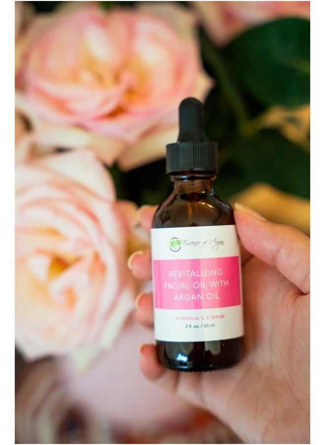 Essence Of Argan - Essence of Argan Vitamin Serum for Face, Revitalizing Serum Oil for Dry Skin with Vitamins A, C, E and B's, Argan Oil and Rosa Mosqueta, Rejuvenating Aging Skin Care for Women (2 fl oz/60 ml) - Image 1