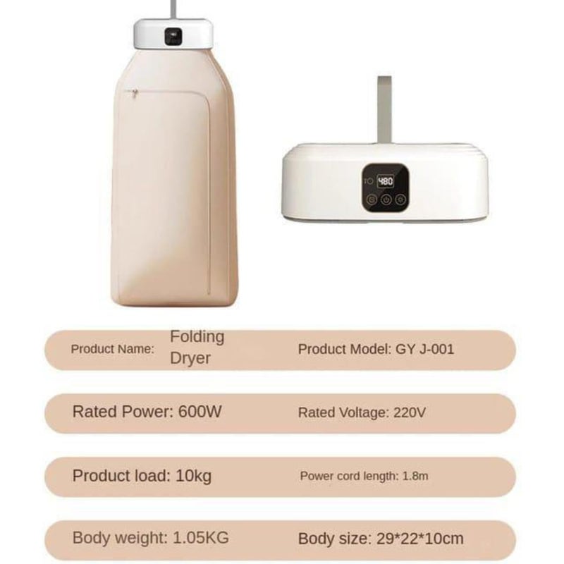 ZAMZIN Portable Clothes Dryer for Apartment & Travel/Mini Foldable Dryer Machine for Baby Clothes, Underwear, Quick-Dry, Energy-Saving Electric Dryer with Timer, Remote Control & Dryer Bag, Easy to Use - Image 5