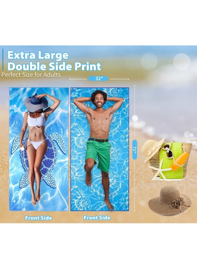 TwoYek 2 Pack Microfiber Thin Beach Towel Lightweight 71x32 Oversized Extra Large Sand Free Towels Quick Dry for Travel Pool Yoga Gym Sports Beach Accessories Vacation Essential Gift - Image 3