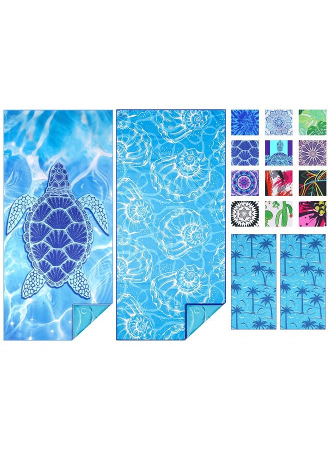 TwoYek 2 Pack Microfiber Thin Beach Towel Lightweight 71x32 Oversized Extra Large Sand Free Towels Quick Dry for Travel Pool Yoga Gym Sports Beach Accessories Vacation Essential Gift - Image 1