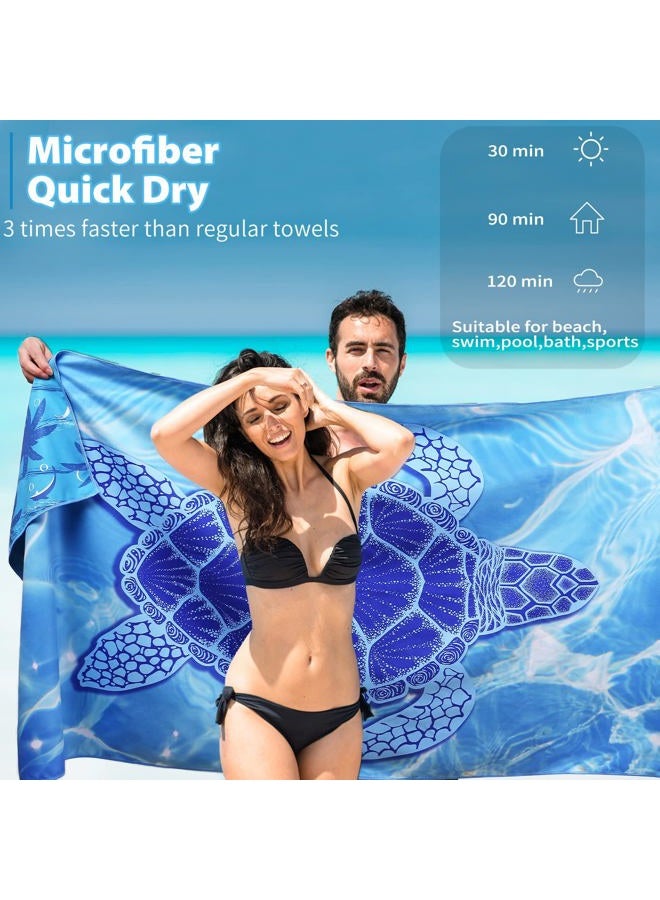TwoYek 2 Pack Microfiber Thin Beach Towel Lightweight 71x32 Oversized Extra Large Sand Free Towels Quick Dry for Travel Pool Yoga Gym Sports Beach Accessories Vacation Essential Gift - Image 4