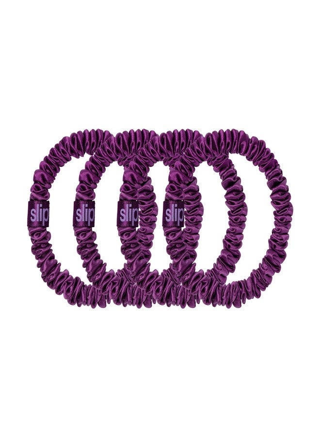 slip Skinny Scrunchies: Anti-Crease, Anti-Breakage Slipsilk™ Design Protects Delicate Hair | Includes 4 Pure Silk Scrunchies: Dark Purple - Image 5